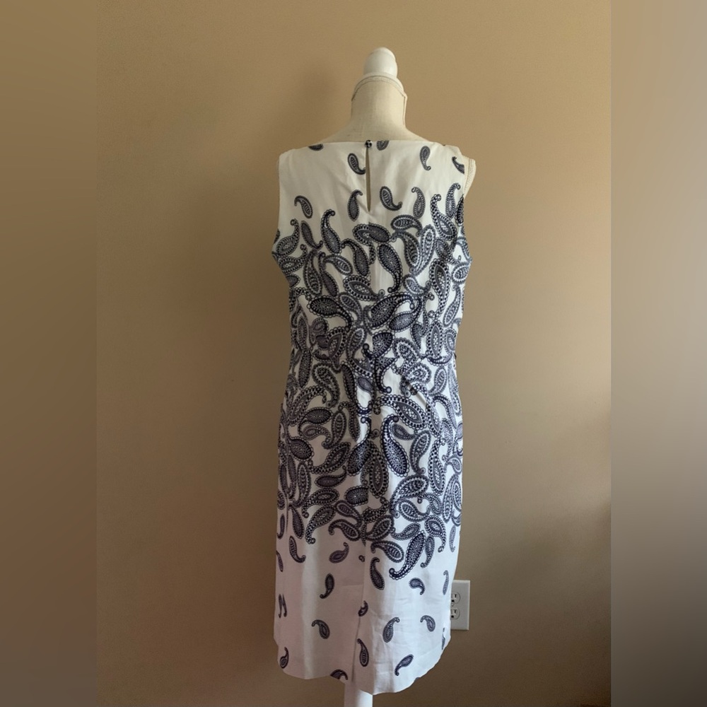 Nine West White Dress with Blue Paisley Design - Picture 6 of 14